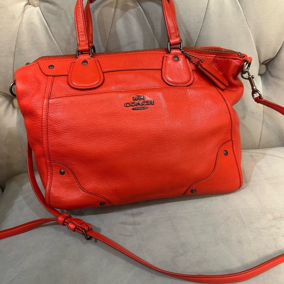 Coach Mickie Satchel Orange Leather bag multicolored bag - Picture 2 of 5